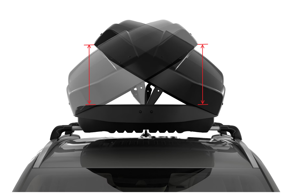 How far can you open a Thule roof box?